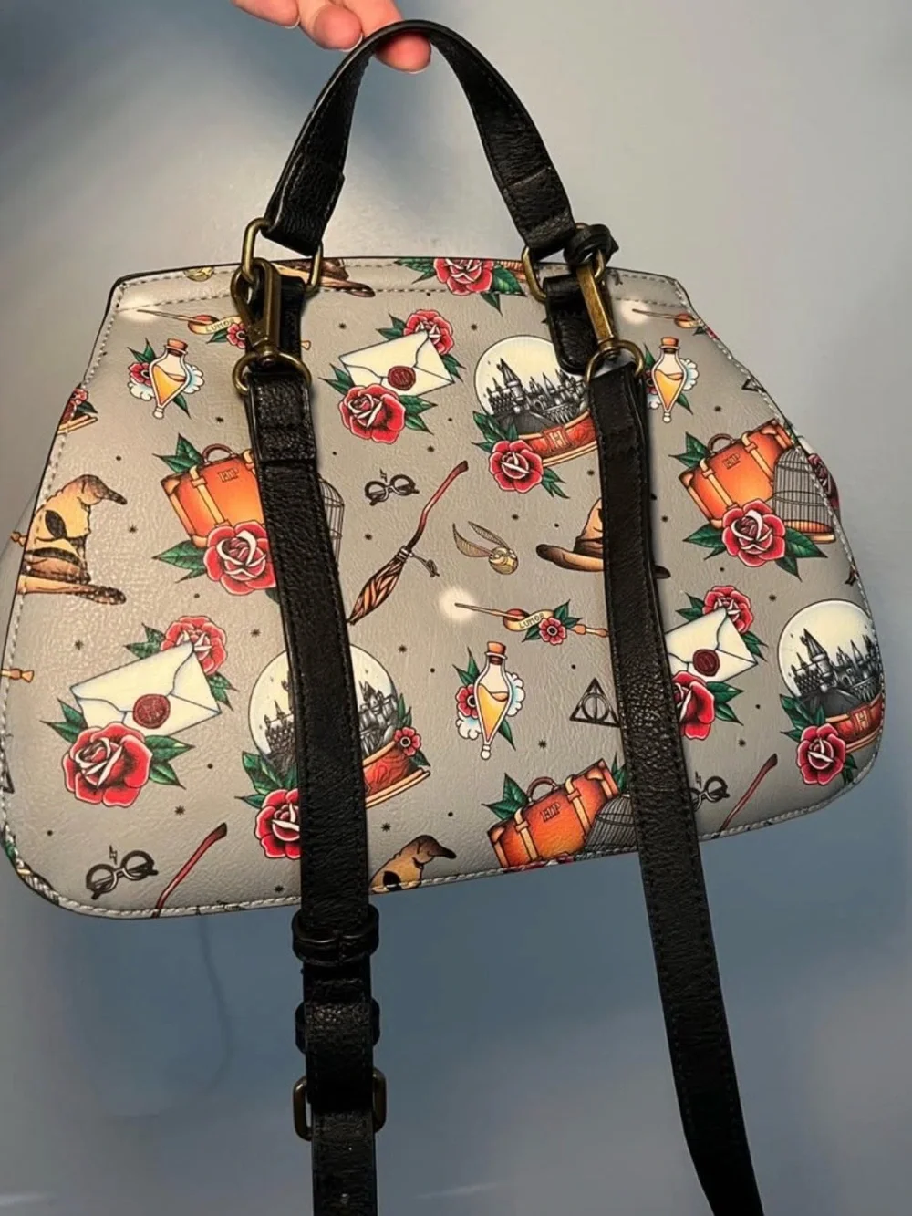 Loungefly x Harry Potter Relics Tattoo All Over Print Crossbody Bag
